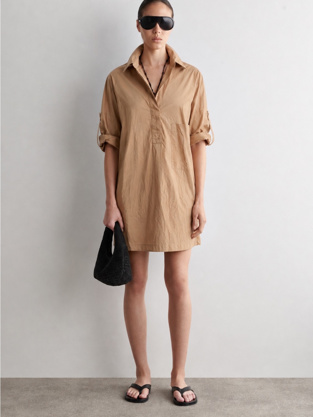 COS Cotton Poplin Shirt Dress – Tan/Beige